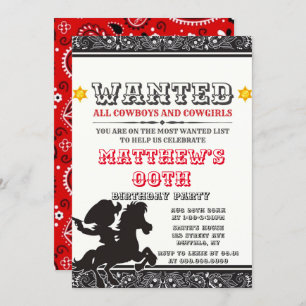 Cowboys & Cowgirls Bandana Invitations de fête d'a