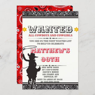 Cowboys & Cowgirls Bandana Invitations de fête d'a