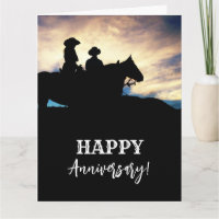 Cowboys cowgirls horses anniversaire carte de voeu