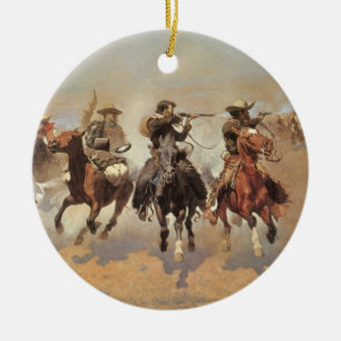 cowboys, een slag voor hout van Remington Keramisch Ornament