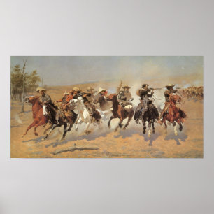  cowboys, een slag voor hout van Remington Poster