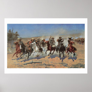 cowboys, een slag voor hout van Remington Poster