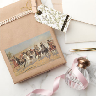  cowboys, een slag voor hout van Remington Rechthoekige Sticker