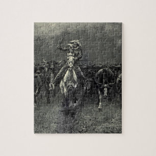  cowboys, een Stampede van Frederic Remington Legpuzzel