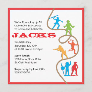 Cowboys et invitation de fête d'anniversaire