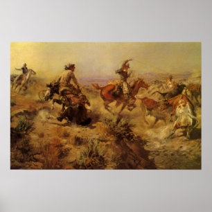 cowboys, geJerkeerd door CM Russell Poster