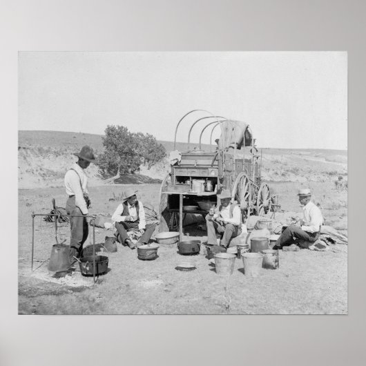 Cowboys Making Camp, 1901.  foto Poster (Voorkant)