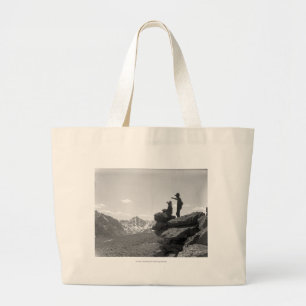 Cowboys op een bergkam grote tote bag