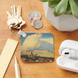  cowboys, open bereik door Maynard Dixon Sleutelhanger