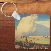  cowboys, open bereik door Maynard Dixon Sleutelhanger (Voorkant)