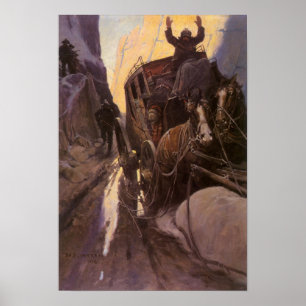  cowboys, opgesloten in Canyon door NC Wyeth Poster
