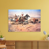 Cowboys roping a steer, 1897 (olie op doek) canvas afdruk (Insitu (Woonkamer))