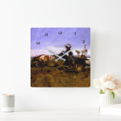 "Cowboys Roping a Steer" van Charles M Russell Vierkante Klok (Huis)