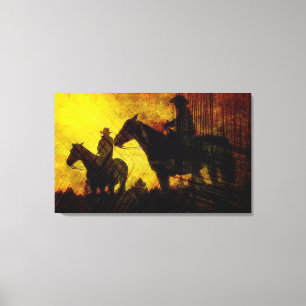Cowboys te Paard Gewikkeld Canvas Print
