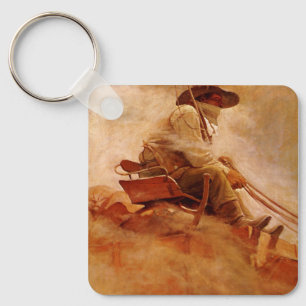 cowboys The Ore Wagon by NC Wyeth Sleutelhanger