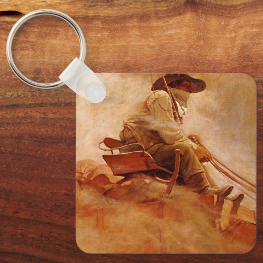 cowboys The Ore Wagon by NC Wyeth Sleutelhanger (Voorkant)