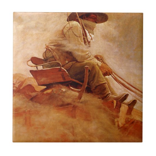 cowboys The Ore Wagon by NC Wyeth Tegeltje (Voorkant)