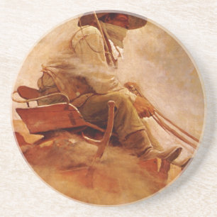  cowboys The Ore Wagon by NC Wyeth Zandsteen Onderzetter