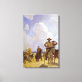 cowboys, The Parkman Outfit by NC Wyeth Canvas Afdruk (Voorkant)