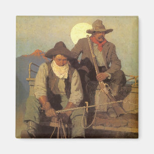  cowboys The Pay Stage by NC Wyeth Magneet