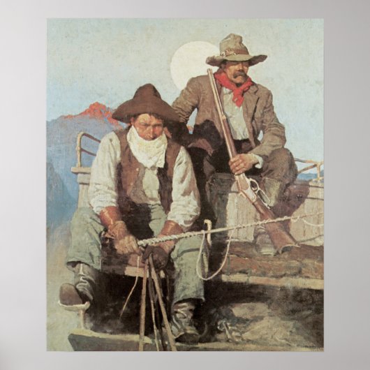 Cowboys the Stagecoach Art Print Poster (Devant)
