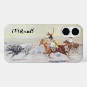Cowboys uit de Bar Triangle van CM Russell iPhone 16 Hoesje