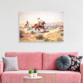 Cowboys Vangen een Wolf met een touw Lasso Canvas Afdruk (Insitu (Woonkamer))