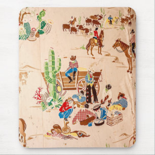 Cowboys - Vintage Wallpaper - Wilde West Muismat