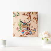 Cowboys - Wallpaper - Wilde West Square Wal Vierkante Klok (Huis)