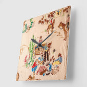 Cowboys - Wallpaper - Wilde West Square Wal Vierkante Klok (Hoek)