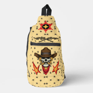 cowboyschedel met Sheriff-badge en pistolen Sling Bag