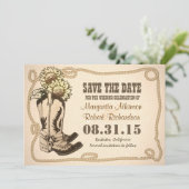 cowboyschoenen land behalve de datumkaarten save the date (Staand voorkant)