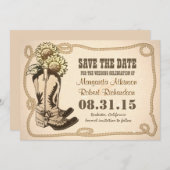 cowboyschoenen land behalve de datumkaarten save the date (Voorkant / Achterkant)