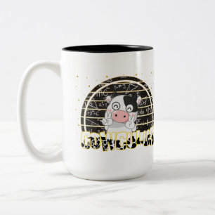 Cowculus Funny Animals Cow Lovers Teacher Studente Tweekleurige Koffiemok