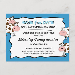 Cowdacious Big Sky Blue Fam Reunion Save the Date Aankondigingskaart