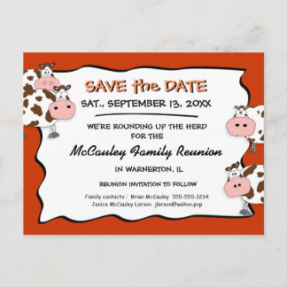 Cowdacious Paprika Family Reunion Save the Date Aankondigingskaart