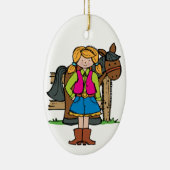 Cowgirl2 Keramisch Ornament (Rechts)