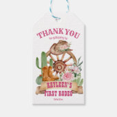 Cowgirl 1e rodeo boerderij feest bedankt cadeaulabel (Voorkant)