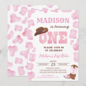 Cowgirl 1st Rodeo First Birthday Invitations (Devant / Derrière)