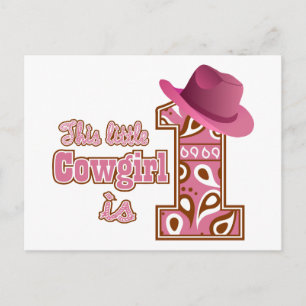 Cowgirl 1ste verjaardag briefkaart