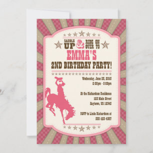 Cowgirl 2e fête d'anniversaire Invitation fille