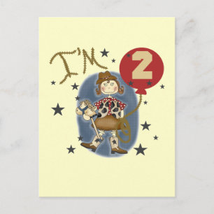 Cowgirl 2e verjaardag T-shirts en geschenken Briefkaart
