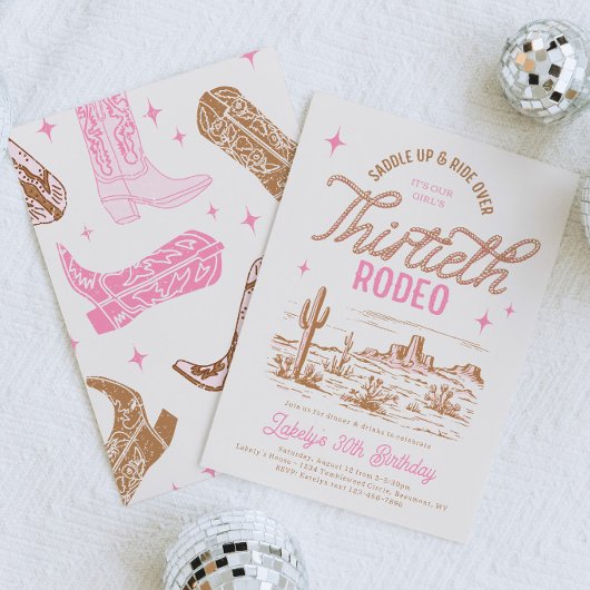 Cowgirl 30th Rodeo Anniversaire Invitation