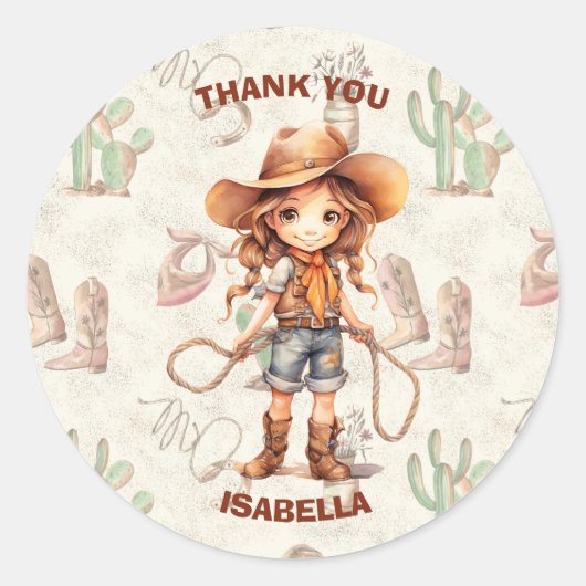 Cowgirl 5th Birthday Bash Ronde Sticker (Voorkant)
