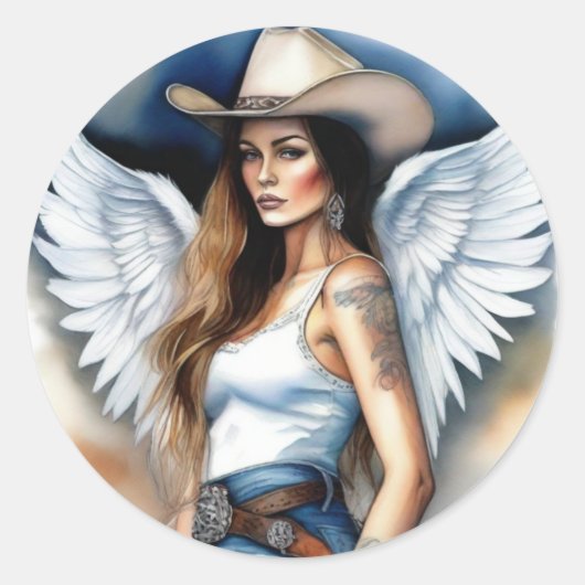 Cowgirl Angel Sticker (Voorkant)