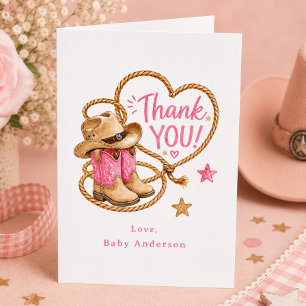 Cowgirl Baby Shower Bedankkaart