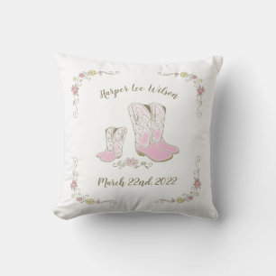 Cowgirl Baby Shower Country Western Roze Meisje Kussen