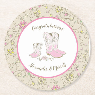 Cowgirl Baby shower Ronde Kartonnen Onderzetter