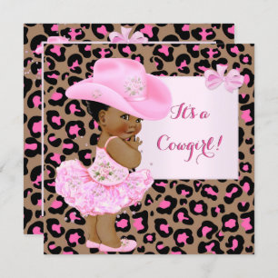Cowgirl Baby shower Roze leopard Meisje Etnische Kaart