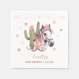 Cowgirl Baby shower servetten - Roze Western Thema